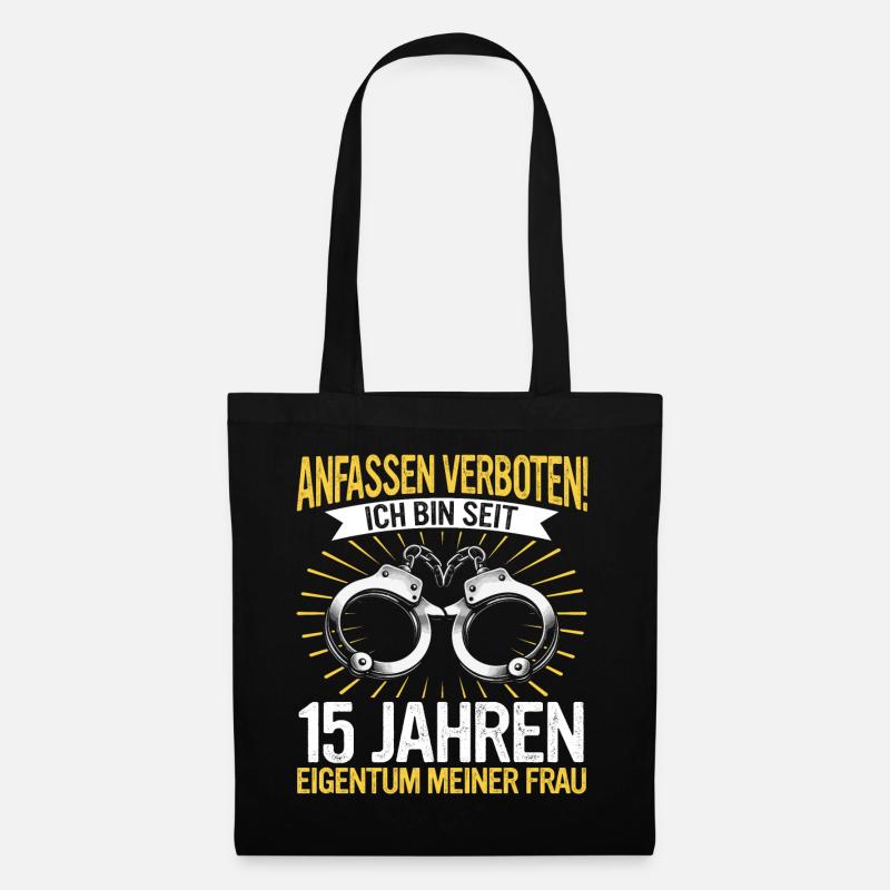 15 Hochzeitstag Jahrestag Ehemann Ehefrau - Stoffbeutel - Schwarz