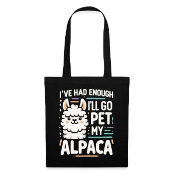 Alpaka Llama - Stoffbeutel - Schwarz - Vorne