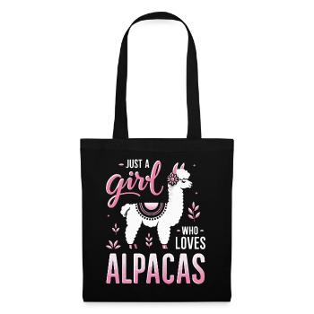 Alpaka Llama - Stoffbeutel - Schwarz - Vorne