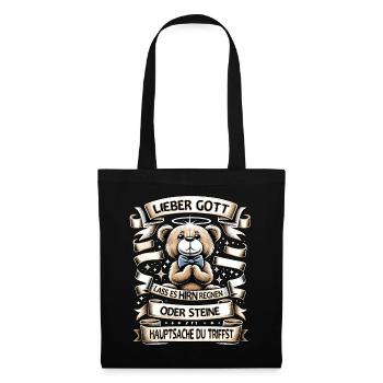 Teddy Bär Mit Lustigem Spruch Hirn Regnen Design - Stoffbeutel - Schwarz - Vorne