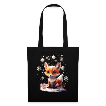 Süßer niedlicher Fuchs im Winter Geschenk - Stoffbeutel - Schwarz - Vorne