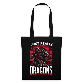 Drache Mystisch Drachen Fantasie - Stoffbeutel - Schwarz - Vorne