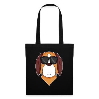 Bernhardiner Hund mit Brille - cooler Hund - Stoffbeutel - Schwarz - Vorne