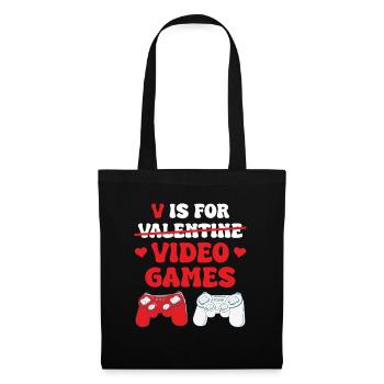 Valentine Video Games Herz Für Computer Spiele - Stoffbeutel - Schwarz - Vorne