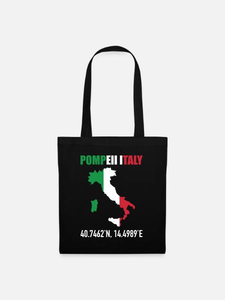 Pompeii Italy Italienische Karte Flagge Geographie - Stoffbeutel - Schwarz