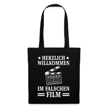 Herzlich Willkommen Im Flaschen Film Kinospruch - Stoffbeutel - Schwarz - Vorne