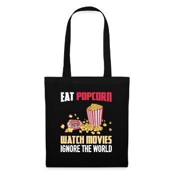 Manger du pop-corn Regarder des films Ignorer le monde - Sac en tissu - noir - Devant