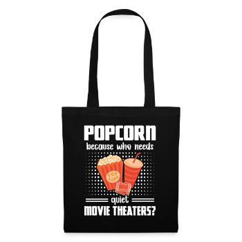 Popcorn Quiet Movie Theaters Movie Night Gift - Tote Bag - black - Front