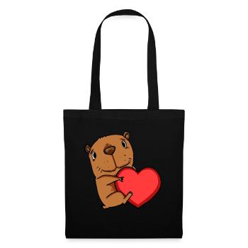 Capybara Wasserschwein Herz Liebe - Stoffbeutel - Schwarz - Vorne