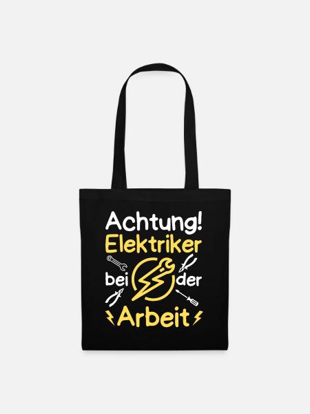 Elektriker bei der Arbeit Lustig Handwerker - Stoffbeutel - Schwarz