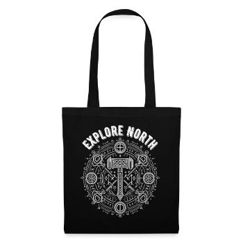 Viking Explore North Norse Rune Thor - Tote Bag - black - Front