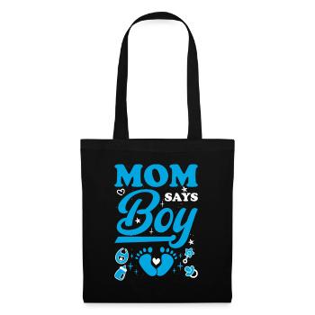Maman dit garçon Baby Shower sexe révéler cadeau - Sac en tissu - noir - Devant