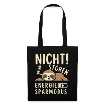 Energiesparmodus Nicht Stören lustiges Faultier - Stoffbeutel - Schwarz - Vorne