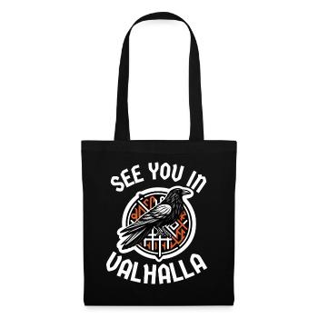 See you in Valhalla Rabe Odin Wikinger Rune - Stoffbeutel - Schwarz - Vorne