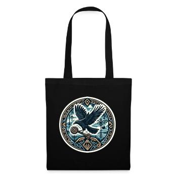 Odin Raven Rune nordique Munin Hugin Mythologie - Sac en tissu - noir - Devant