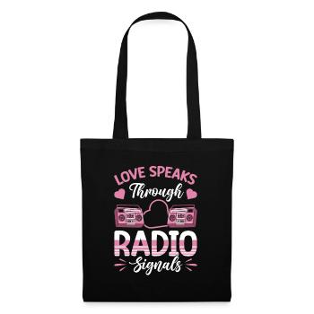 Présentateur de radio Saint-Valentin Love Radio Signals - Sac en tissu - noir - Devant