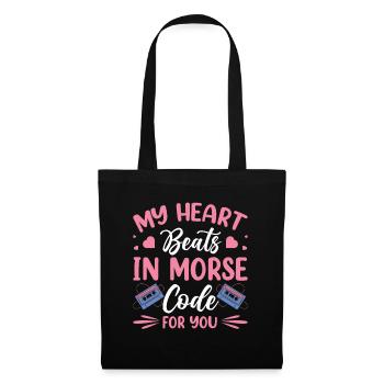 Heart Beats Morse Code For You Presenter Radio - Tote Bag - black - Front