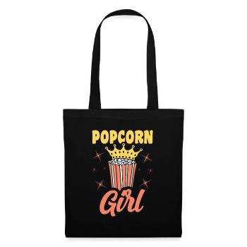 Popcorn Girl Lustiges Popped Corn Geschenk - Stoffbeutel - Schwarz - Vorne