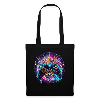 Synthwave Gamer Controller with Crown - Tote Bag - black - Front