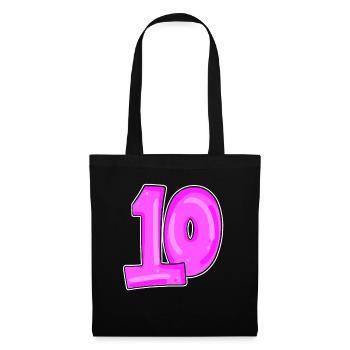 10 rosa - Stoffbeutel - Schwarz - Vorne