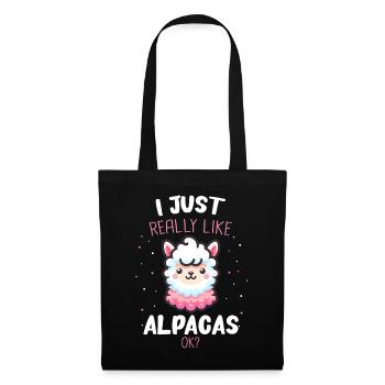 Alpaka Llama - Stoffbeutel - Schwarz - Vorne