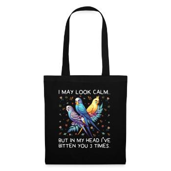 Perruche ondulée, ami à plumes, observation des oiseaux - Sac en tissu - noir - Devant