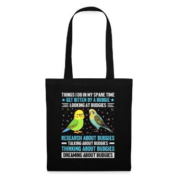 Perruche ondulée, ami à plumes, observation des oiseaux - Sac en tissu - noir - Devant