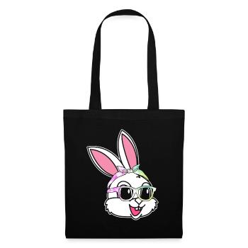 Ostern süßes Häschen Osterhase - Stoffbeutel - Schwarz - Vorne
