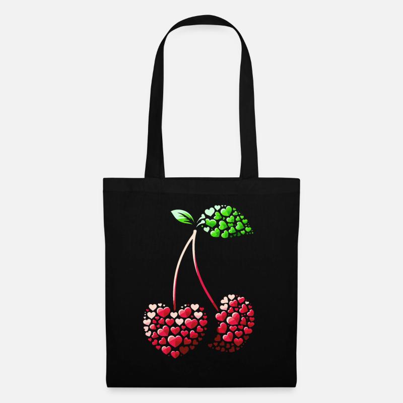 Kirsche Kirschen Früchte Essen - Stoffbeutel - Schwarz