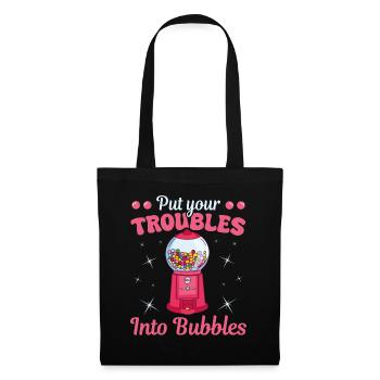 Troubles Into Bubbles Chewing Gum Nostalgia - Stoffbeutel - Schwarz - Vorne