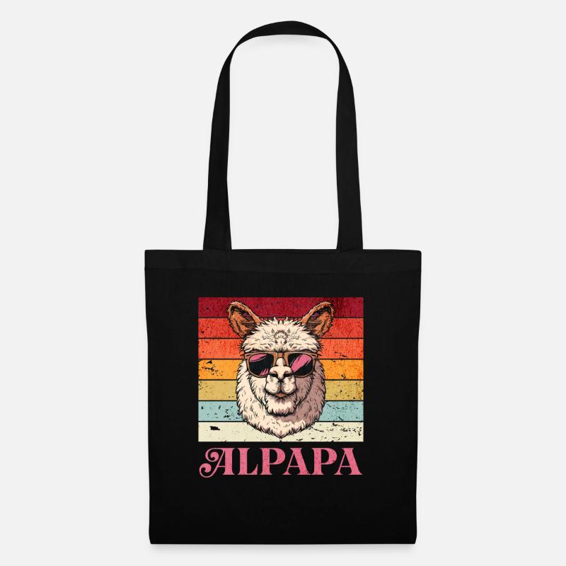 Alpapa Vatertag bester Papa Alpaka - Stoffbeutel - Schwarz