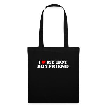 I Love My Hot Boyfriend - Ich Liebe Meinen Freund - Stoffbeutel - Schwarz - Vorne