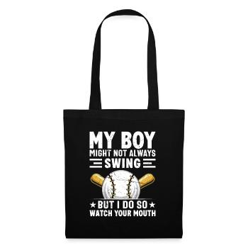 Baseball Mon garçon ne frappe pas toujours, je le fais - Sac en tissu - noir - Devant