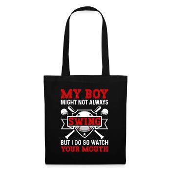 Baseball Mon garçon ne frappe pas toujours, moi - Sac en tissu - noir - Devant
