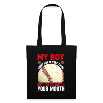 Baseball Mon garçon ne frappe pas toujours, je le fais - Sac en tissu - noir - Devant