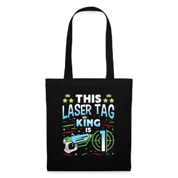 Lasertag King Is 1 Birthday Boy Indoor Laser Tag - Stoffbeutel - Schwarz - Vorne