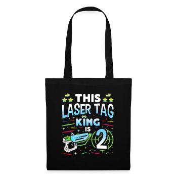 Lasertag King Is 2 Birthday Boy Indoor Laser Tag - Stoffbeutel - Schwarz - Vorne