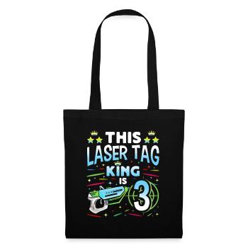 Lasertag King Is 3 Birthday Boy Indoor Laser Tag - Stoffbeutel - Schwarz - Vorne