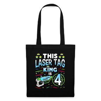Lasertag King Is 4 Birthday Boy Indoor Laser Tag - Stoffbeutel - Schwarz - Vorne