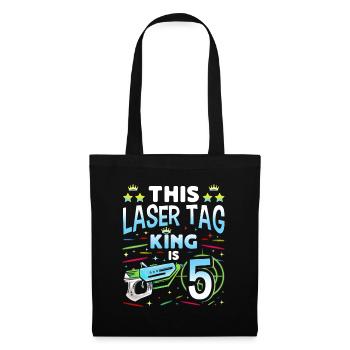 Lasertag King Is 5 Birthday Boy Indoor Laser Tag - Stoffbeutel - Schwarz - Vorne