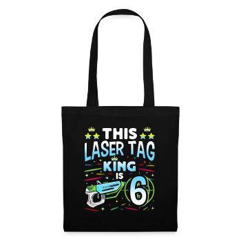 Lasertag King Is 6 Birthday Boy Indoor Laser Tag - Stoffbeutel - Schwarz - Vorne
