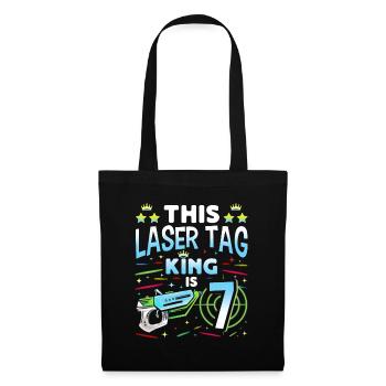 Lasertag King Is 7 Birthday Boy Indoor Laser Tag - Stoffbeutel - Schwarz - Vorne