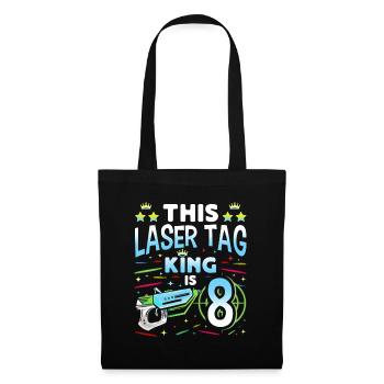 Lasertag King Is 8 Birthday Boy Indoor Laser Tag - Stoffbeutel - Schwarz - Vorne