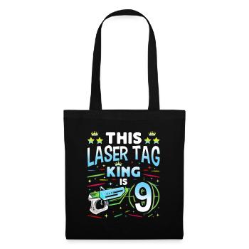 Lasertag King Is 9 Birthday Boy Indoor Laser Tag - Stoffbeutel - Schwarz - Vorne