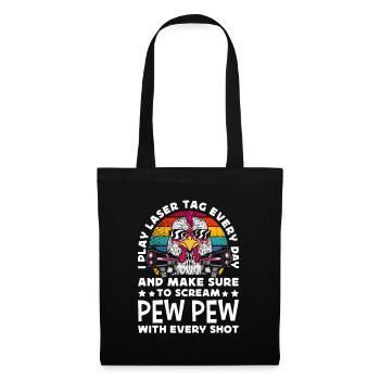 Retro Laser Tag Huhn Pew Pew Lasertag Spieler - Stoffbeutel - Schwarz - Vorne