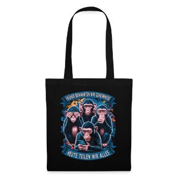 Drôle de singe disant téléphone portable médias sociaux - Sac en tissu - noir - Devant
