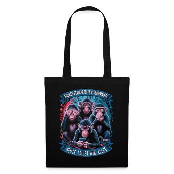 Drôle de singe disant téléphone portable médias sociaux - Sac en tissu - noir - Devant