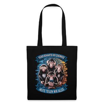 Drôle de singe disant téléphone portable médias sociaux - Sac en tissu - noir - Devant