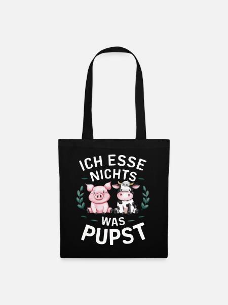 Vegetarier Veganer Tierschutz Tierrecht Veggie - Stoffbeutel - Schwarz