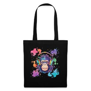Singe Avec Casque Décoration Femme Cadeau Homme - Sac en tissu - noir - Devant